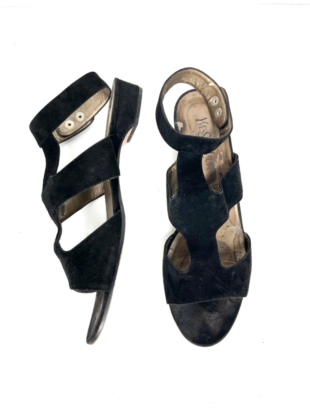 Yves Saint Laurent Vintage Black Suede Sandals Forte y26502